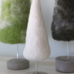 Felted Trees Seasonal Home Decor, Natural Green Tones with White image 4