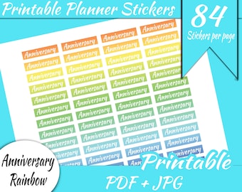 Anniversary Printable Planner Header Stickers INSTANT DOWNLOAD mdn Header Happy Planner Erin Condren Printable Stickers Full Sheet