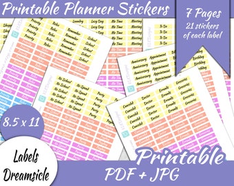 BUNDLE Headers Labels Printable planner stickers-Happy Planner-INSTANT DOWNLOAD- Erin Condren-header planner stickers-mdn header stickers