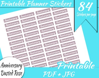Anniversary Printable Planner Header Stickers INSTANT DOWNLOAD mdn Header Happy Planner Erin Condren Printable Stickers Full Sheet