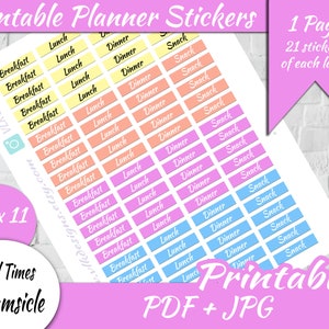 Meal Time Printable Planner Stickers, Happy Planner, Erin Condren, Instant Download-meal planner stickers-meal planning-bullet journal