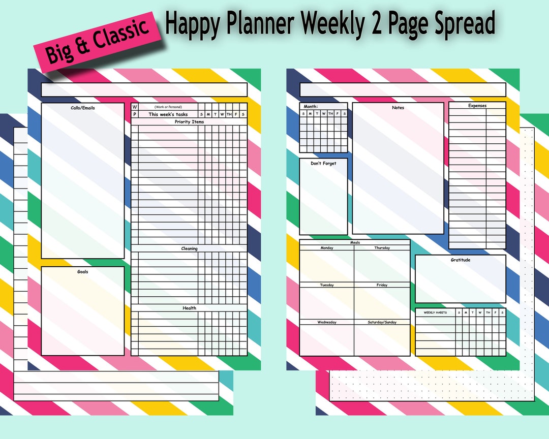 INSTANT DOWNLOAD Happy Planner Big & Classic Weekly Color - Undated - 2 ...