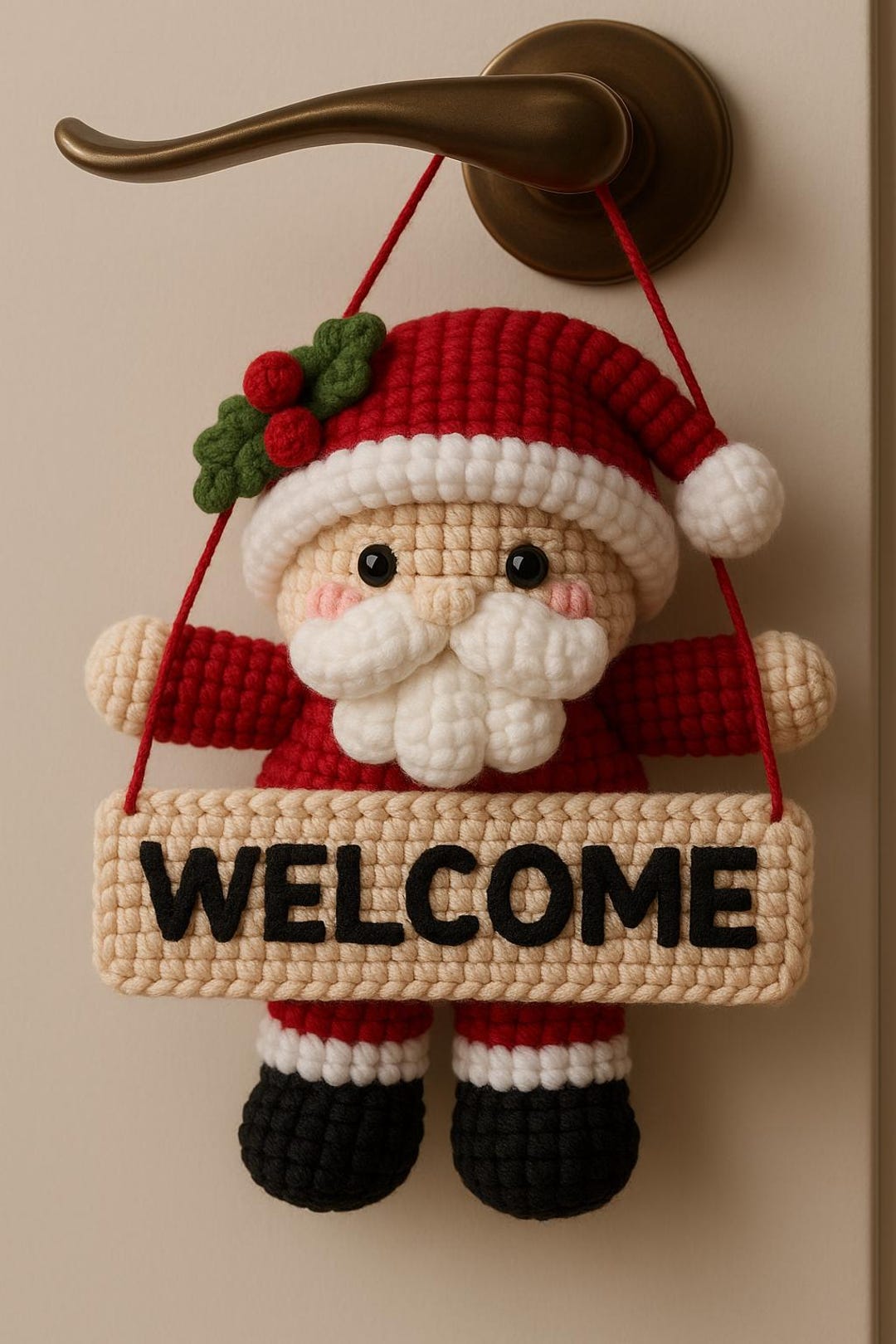 Crochet Santa Welcome Sign Pattern - Festive Amigurumi Christmas Door ...