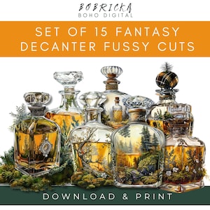 15 découpes/autocollants complexes de carafes à whisky avec des scènes écossaises à l'intérieur - des articles fantastiques pour une papeterie amusante et plus encore !