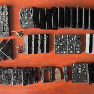 Modular Magnetic Dungeon Tiles Bundle 8 | Unpainted Scatter Terrain Set for TTRPG | 3D Printed Map Accessories Gift for Gamers