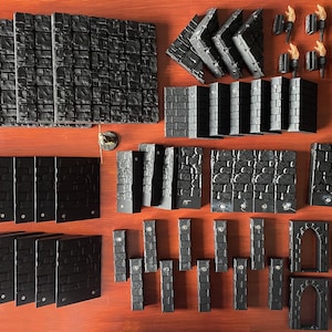 Modular Magnetic Dungeon Tiles Bundle 3 | Unpainted Scatter Terrain Set for TTRPG | 3D Printed Map Accessories Gift for Gamers