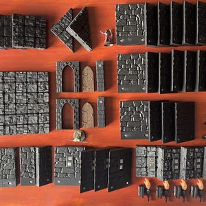 Modular Magnetic Dungeon Tiles Bundle 2 | Unpainted Scatter Terrain Set for TTRPG | 3D Printed Map Accessories Gift for Gamers