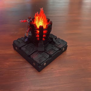 Light up fire brazier DND tiles modular design magnetic tiles accessories stone effect unpainted rpg tiles leds