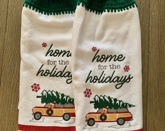 Christmas holiday Kitchen hanging towel “ Home For The Holidays Christmas decor