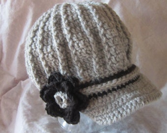 Womens Newsboy hat with brim with flower cap Fashion