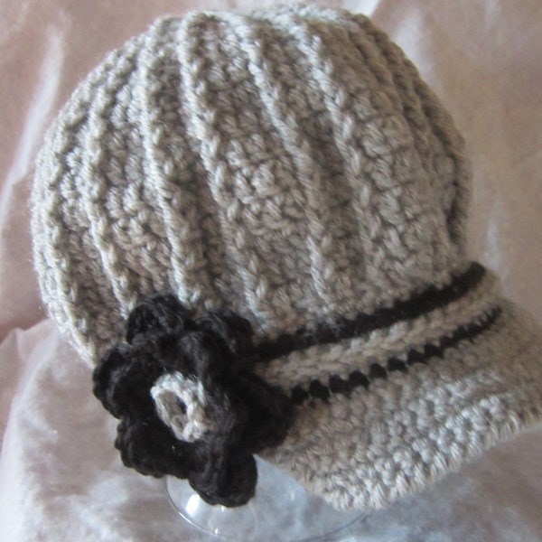 Womens Newsboy hat with brim with flower cap Fashion