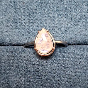 Adjustable Moonstone Ring: Teardrop Sterling Silver Crystal Jewelry