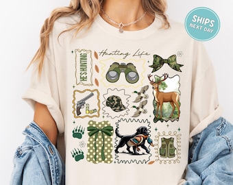 Hunting T-Shirt Comfort Colors® Shirt Hunting Season Shirt Deer Hunting Shirt Camo Coquette Bow Shirt Duck Hunter Shirt Hunting Fan Gift Tee