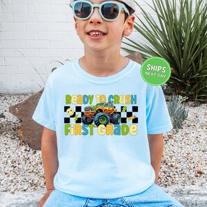 Boys First Grade Shirt Back To School Shirt 1st Grade Student Shirt Kids First Day Of School Shirt Kids Monster Truck Shirt School Crush