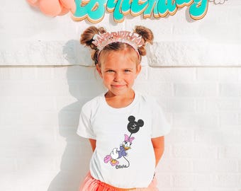 Disney Custom Birthday Shirt Mickey Balloon T-Shirt Personalized Mickey & Friends Birthday Tee Custom Personalized Birthday Sweatshirt