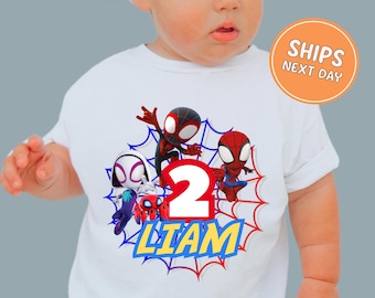 Camiseta de cumpleaños personalizada con diseño de araña para niño. Camiseta de cumpleaños personalizada para niños. Camiseta de cumpleaños con temática de araña para niño. Camiseta de cumpleaños personalizada con nombre y edad para niños.