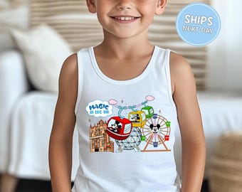 Kids Disney Summer Tank Top Comfort Colors Tank Magic in the Air Mickey Mouse Family Shirt Disney Summer Tank Top Disneyland Holiday Tank