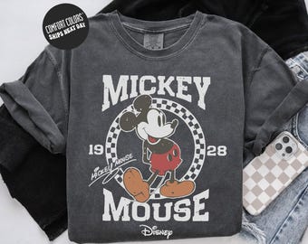 Mickey Mouse Comfort Colors Shirt Disney Est 1928 Long Sleeve Disneyland Trip Sweatshirt Walt Disney Youth Shirts