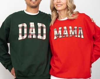 Matching Family Shirts Christmas Holiday Family Sweatshirt Mom Dad and Mini Christmas Plaid Family Sweatshirt Xmas Family First Christmas