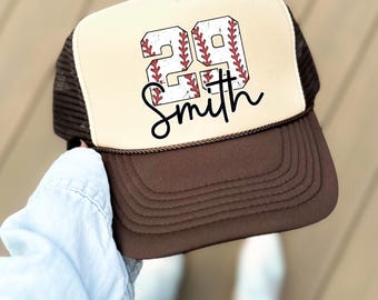 Custom Name And Number Hat Baseball Foam Trucker Hat Baseball Mom Hat Personalized Cap Custom Number Baseball Sports Fan Gift Sport Team Hat