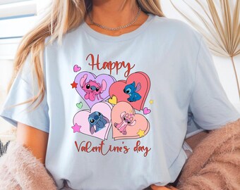 Angel and Stitch Valentine Shirt Valentine's Day Angel Stitch Valentine Sweatshirt Disney Happy Valentine's Day Matching Valentines Day Tee