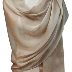 Soft Gold Sheer Chiffon Shawl Wrap Cover up with Rhinestones