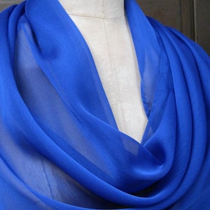 Royal Blue Sheer Chiffon Shawl Wrap Bolero with Rhinestones
