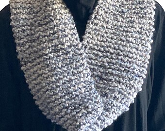 Light Gray Infinity Scarf, Hand Knit, Made in USA