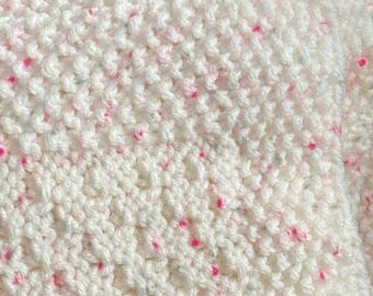 Large Hand Knit Baby Blanket, 37" x 46", Made with Love in the USA