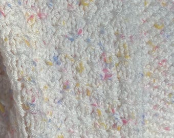 Large Hand Knit Baby Blanket, 36" x 49", Made with Love in the USA