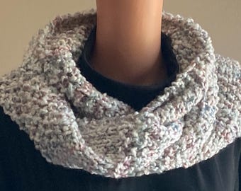 All Season Infinity Scarf, Hand Knit, Made in USA