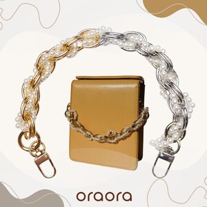 Golden Silver Moon Top Handle Bag Chain | Purse Chain, Gold, Silver, Pearl Chain, Wallet Chain, Handle Handbag Replacement Chain Straps