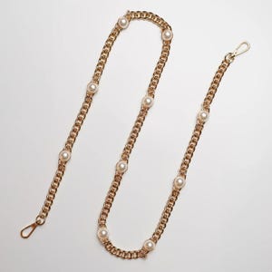 Vintage 12-Pearl Gold Silver Bag Chain Purse Chain, Shoulder Chain, Crossbody Chain, Purse, Wallet, Handbag Replacement Chain