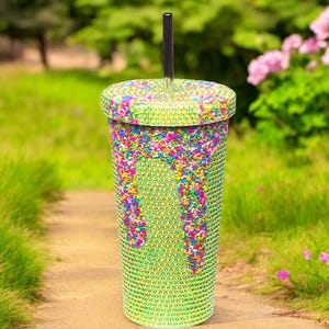 Rhinestone Tumbler, Glitter Tumbler Cup, Custom Tumbler, Bling Tumbler, Bedazzled Tumbler, Blinged Cup, Bling Gifts for Her, Birthday Gift
