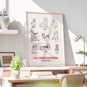 Parisian Dogs Poster – Cute French Dog Art Print, Paris Wall Art, Gift for Dog Lovers, French Decor, Illustrated Poster, 9x12 or 18x24