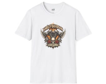 Motorcycle Skull Wings T-Shirt | Biker Flame V-Twin Design