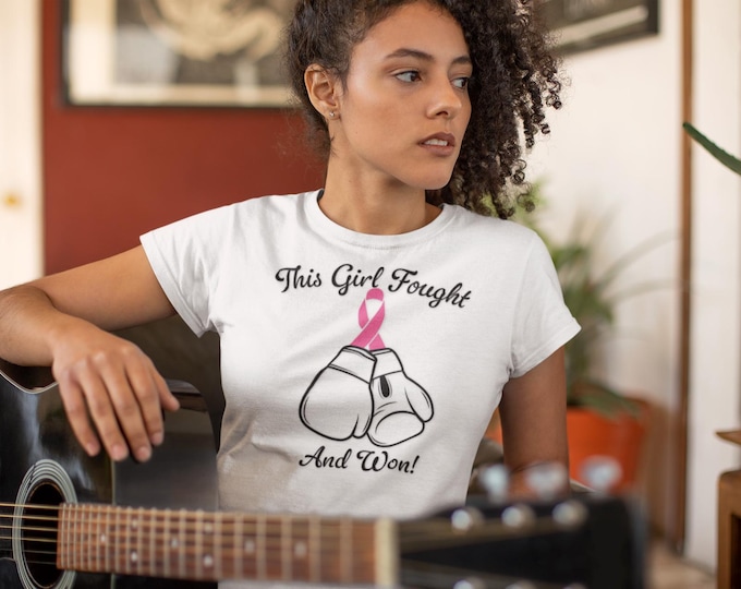 Featured listing image: Inspirational Breast Cancer Awareness T-Shirt, Supportive Gift for Fighters, Women's Health Month, Breast Cancer Awareness, Motivational Tee