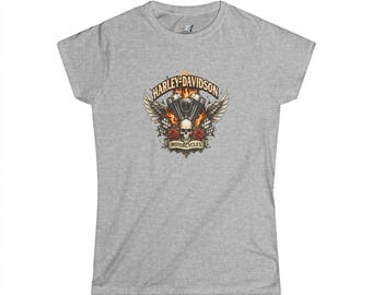 Harley-Davidson Skull Wings Tee | Motorcycle Logo, Vintage Biker Shirt Women's Fit