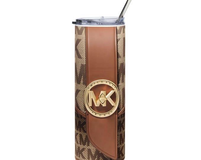 Featured listing image: MK Monogram Leather Strap Tumbler, 20oz Stainless Steel