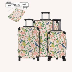 Rosa Chinoiserie Koffer: Florales Handgepäck - Hartschale
