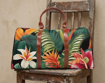 Tropical Floral Waterproof Duffle Bag: Island Style Travel Tote Bag