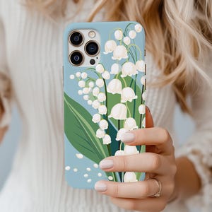 Birth Flower iPhone Case, May Birth Flower Lily of the Valley Protective Case Floral Tough iPhone Cover Trendy Accessory iPhone 16,15,14