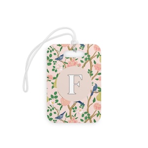 Chinoiserie Floral Luggage Tag: Pink Chintz Travel ID