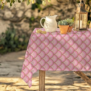 Rosa Jakobsmuschel Tischdecke und Serviette Set Preppy Cloisonné Tischdekoration Indoor Outdoor Hosting Hochzeitsdeko Tischwäsche Home Decor