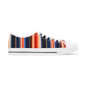 Women&#39;s Low Top Sneakers Colorful Mexican Sarapes Style Orange Striped Sneakers Casual Summer Footwear Gift for Her Colorful Canvas Sneaker