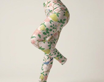 Pink Chinoiserie Leggings High Waisted Yoga Leggings for Yoga Class, Active Lifestyle Fitness Workout Pants