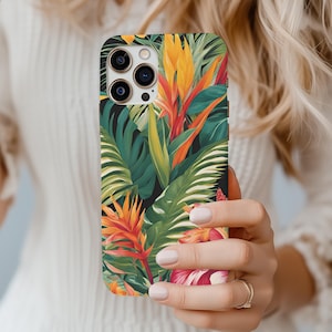Tropischer botanischer Telefon-Abdeckungs-Sommer-Dschungel haltbarer schützender iphone Fall iPhone 11,12,13,14,15,16 pro max Samsung Galaxy iPhone 8+
