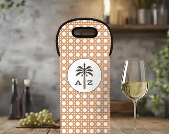 Monogrammed Wine Tote Bag: Personalized Neoprene Travel Bag