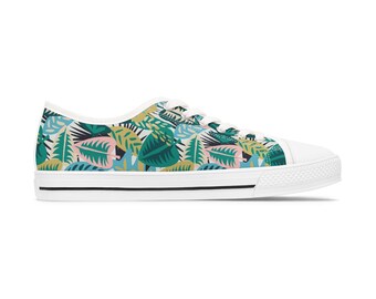 Tropical Women's Sneakers Summer Casual Shoes Whimsical Low Top Footwear Beach Tennis Shoes Floral Print Sneakers