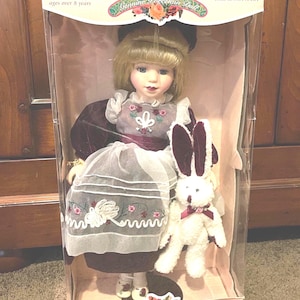 Victorian Collector’s Edition Porcelain Doll with Bunny By Melissa Jane in Original Box
